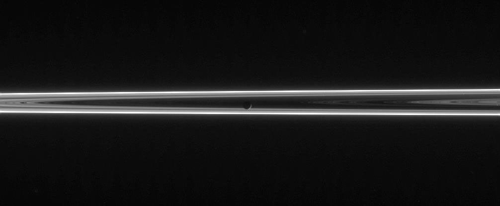 Saturn's rings and moon Mimas