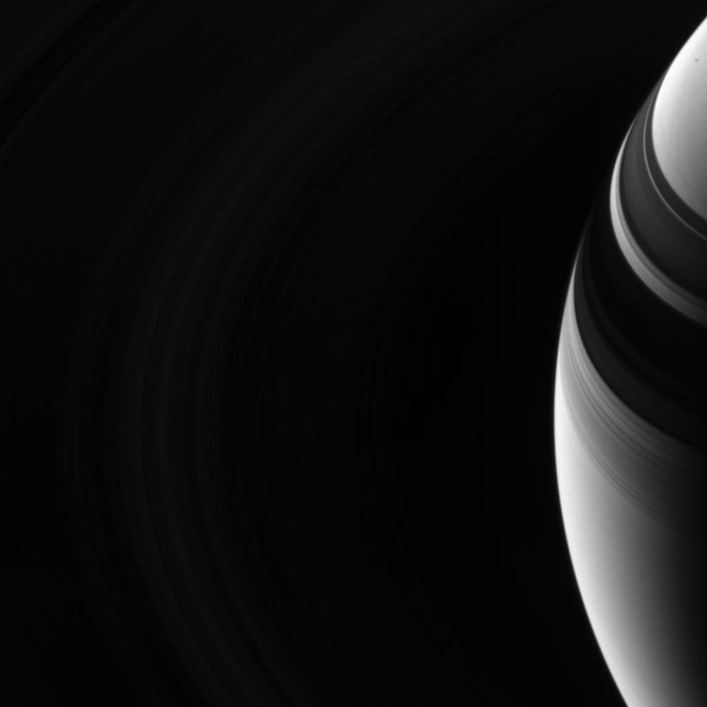 Saturn and the unlit side of the rings