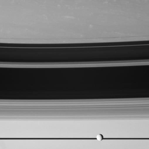 Tethys and Saturn's rings