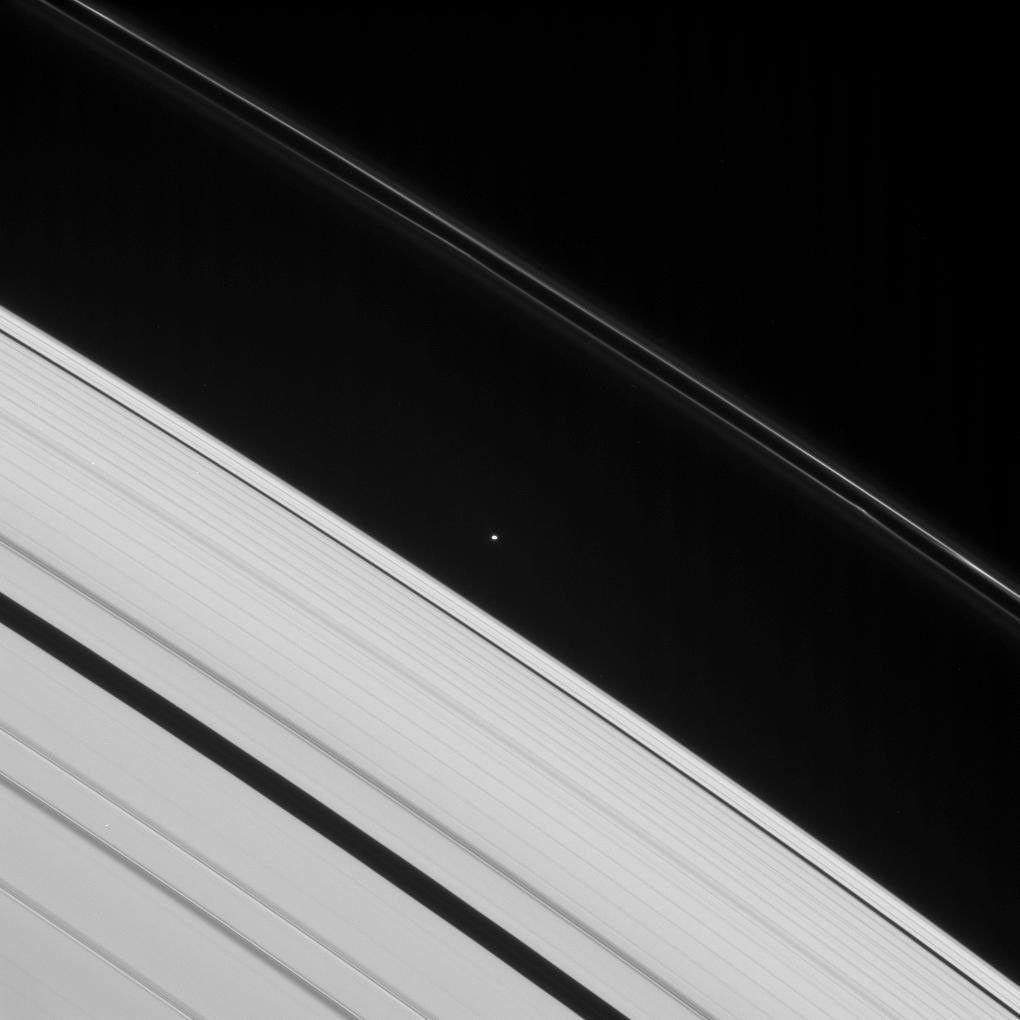 Saturn's rings and the moon Atlas