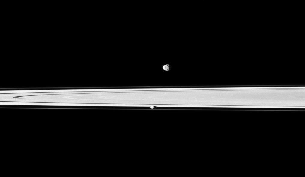 Saturn's rings,  Janus and Prometheus
