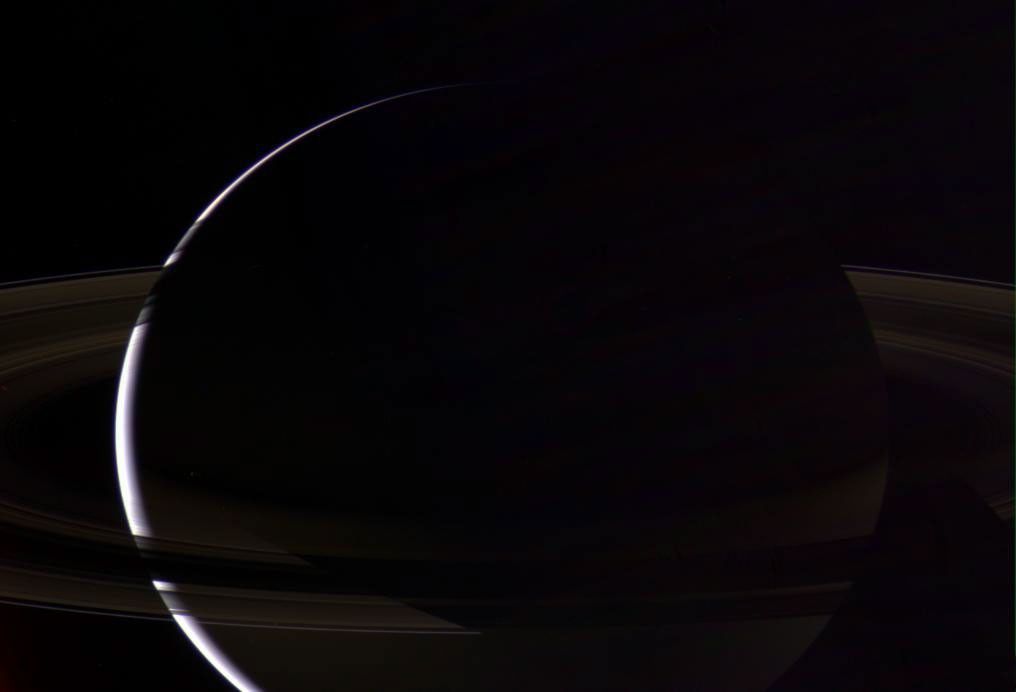 Saturn from above the ringplane