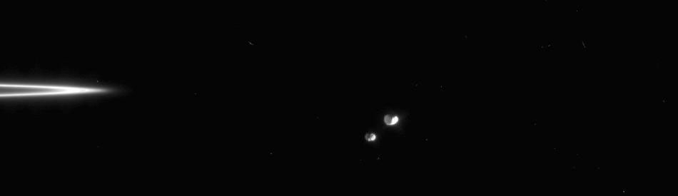 Janus and Epimetheus in their orbital dance and the F ring