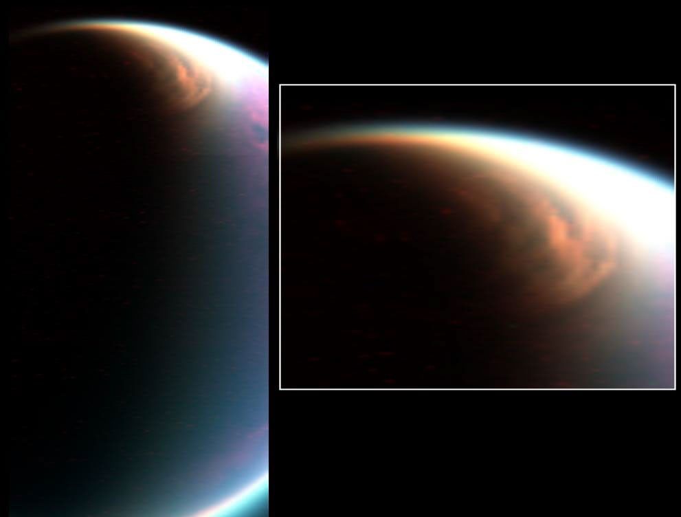 A huge cloud system covering the north pole of Titan