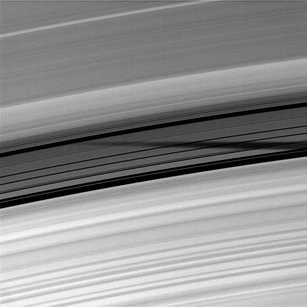 Mimas' shadow and Saturn's rings