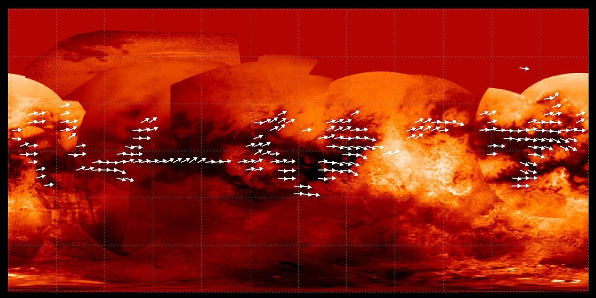 Scientists have used data from the Cassini radar mapper to map the global wind pattern on Saturn's moon Titan using data collected over a four-year period, as depicted in this image.