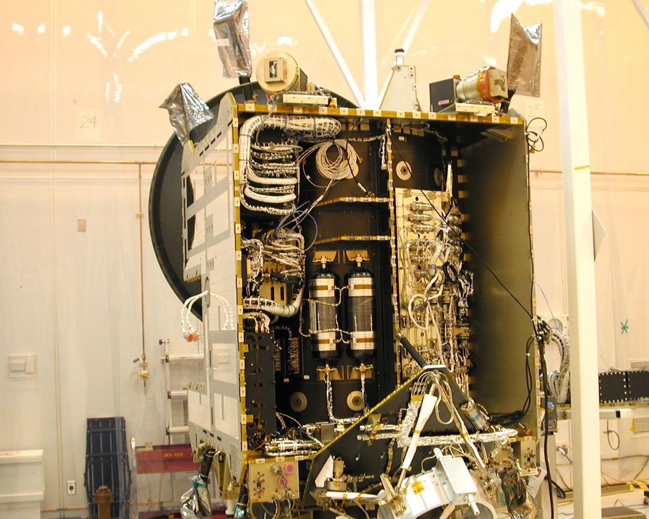 Exposed Interior of Dawn Spacecraft