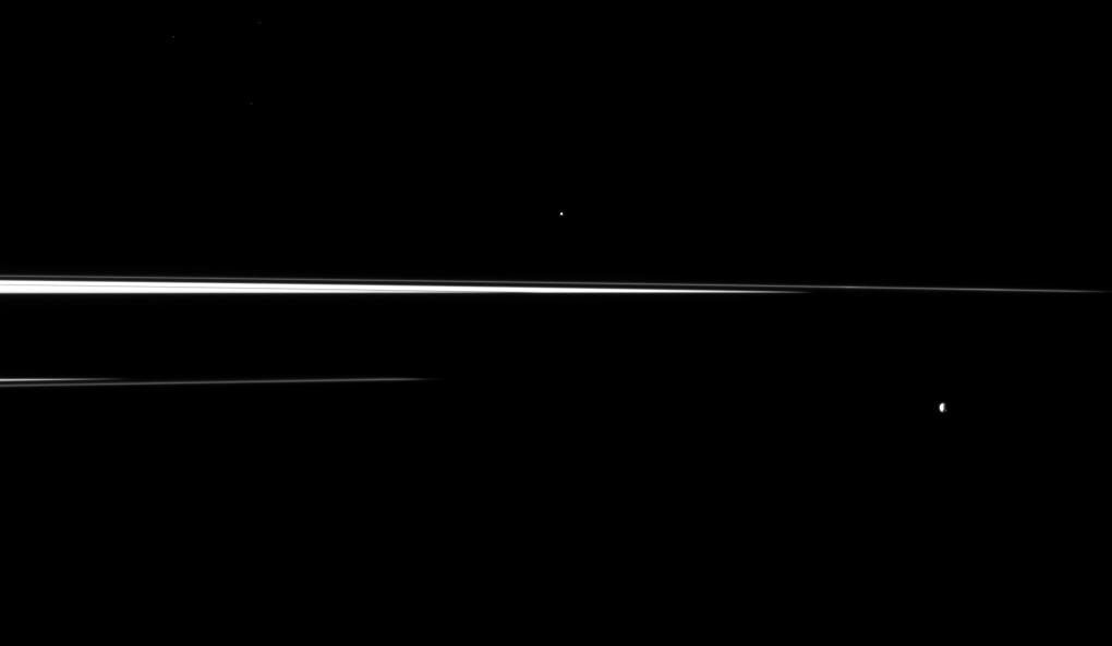 Saturn's rings, Epimetheus and Helene