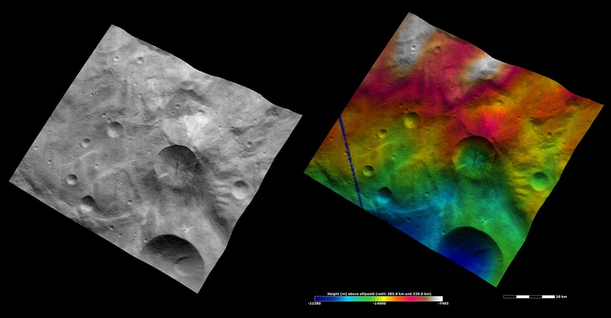 Apparent Brightness and Topography Images of Antonia Crater