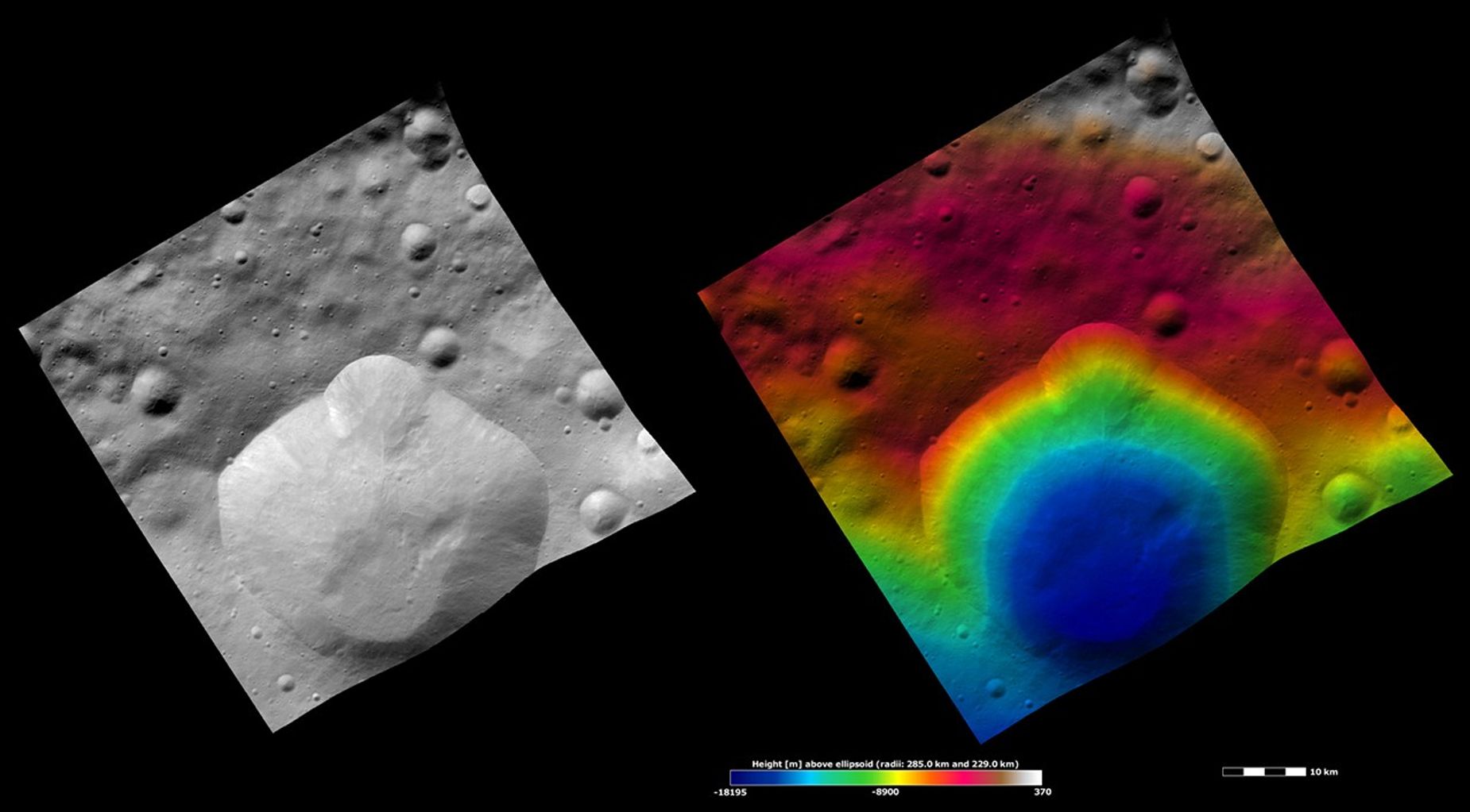 Lepida Crater, Apparent Brightness and Topography Images