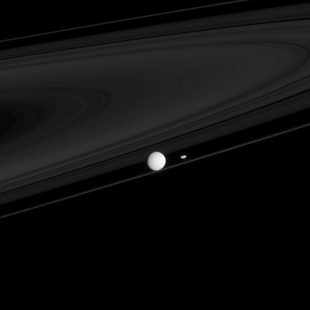 Mimas and Prometheus with the F ring