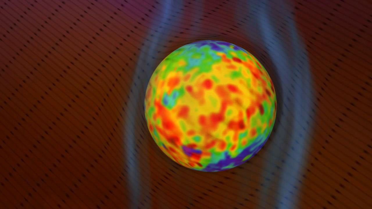 Computer generated view of the shape of our solar system moving through the interstellar medium.