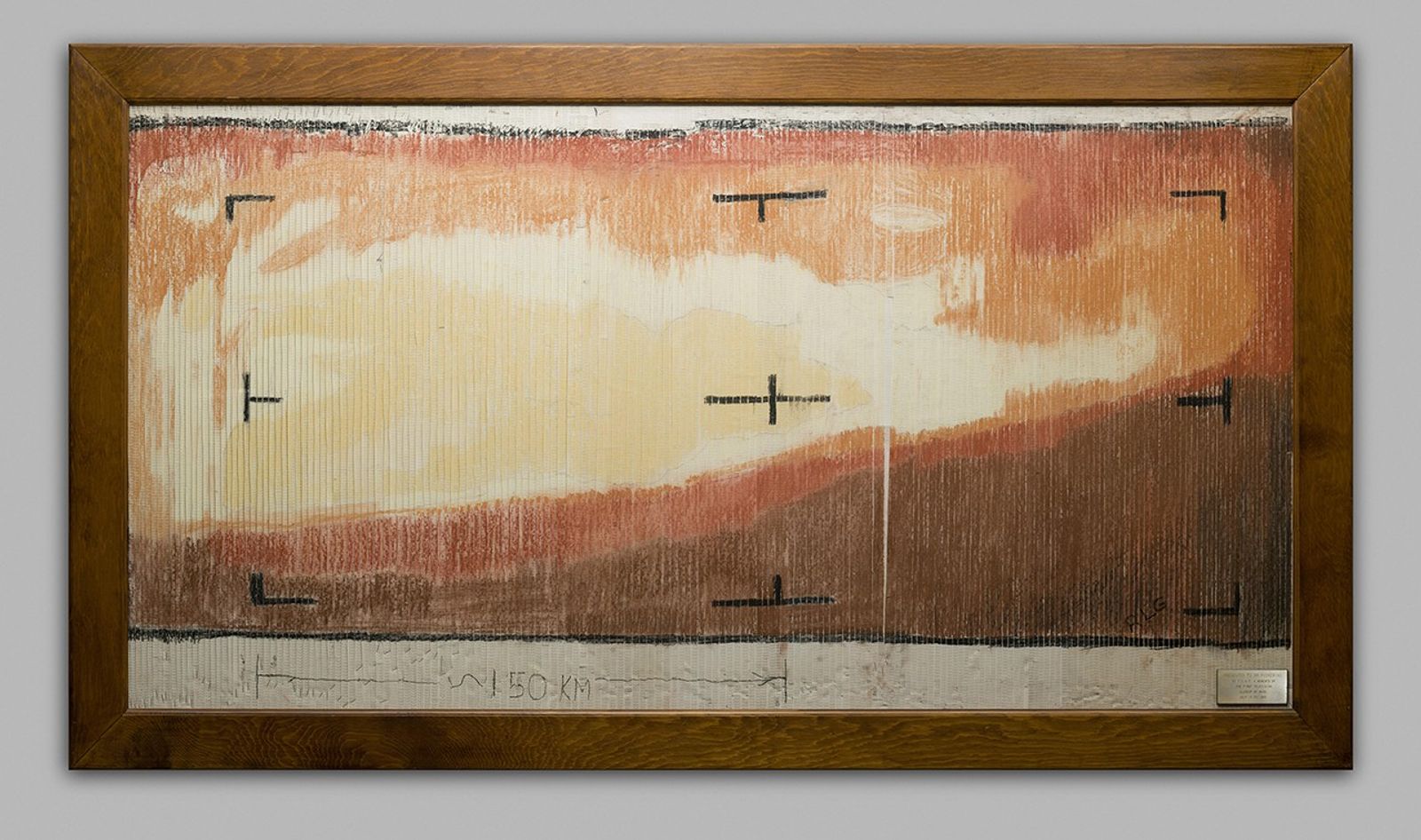 Hand-colored image of Mars from orbit.