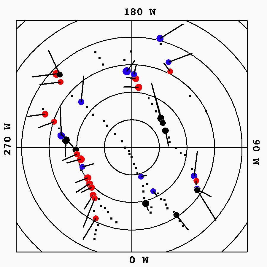 This graphic plots the source locations of the geysers scientists have located on Enceladus' south polar terrain.
