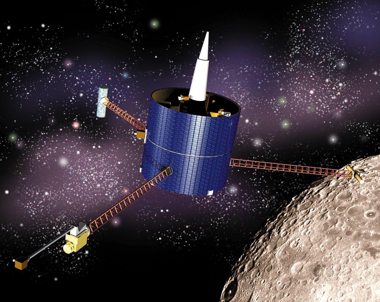 Spacecraft above the Moon.
