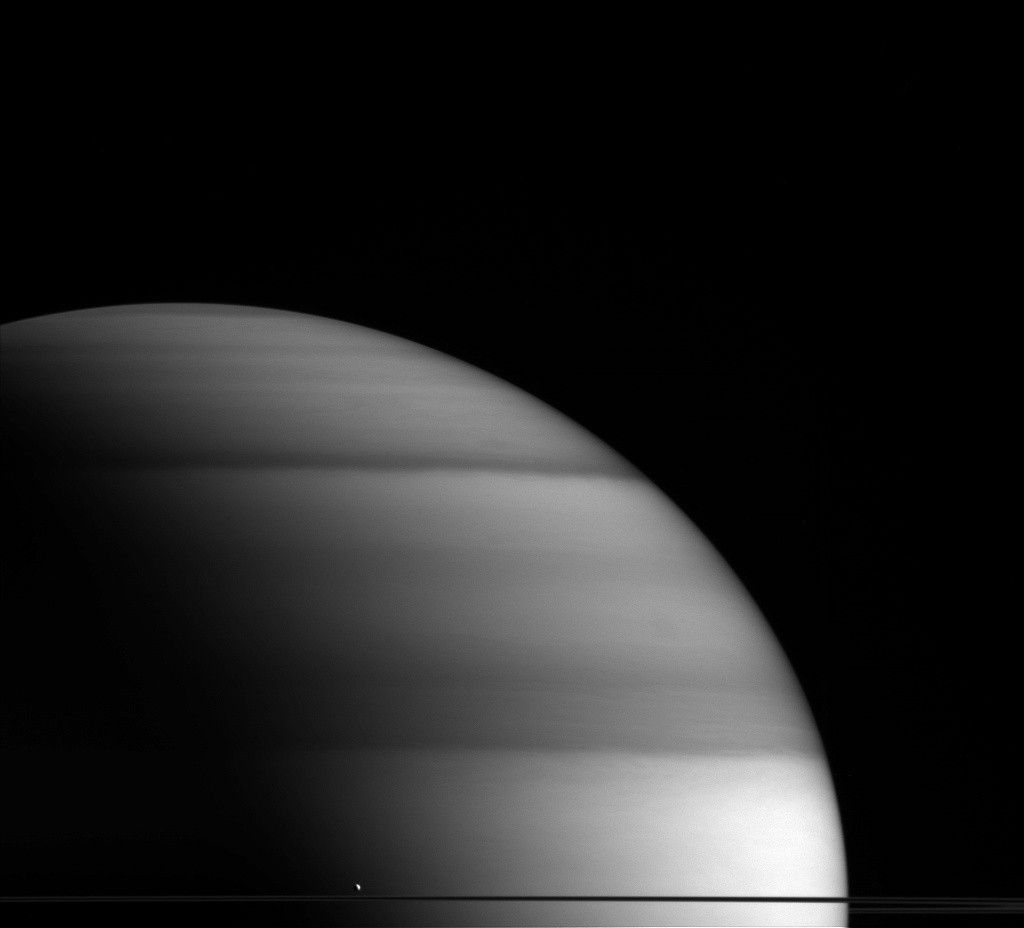 Enceladus, Saturn and Saturn's rings