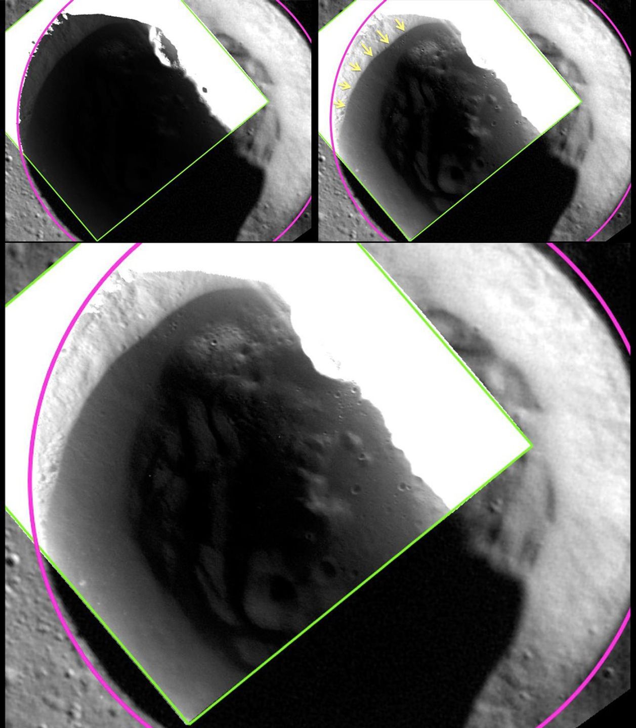 Interior of dark crater.
