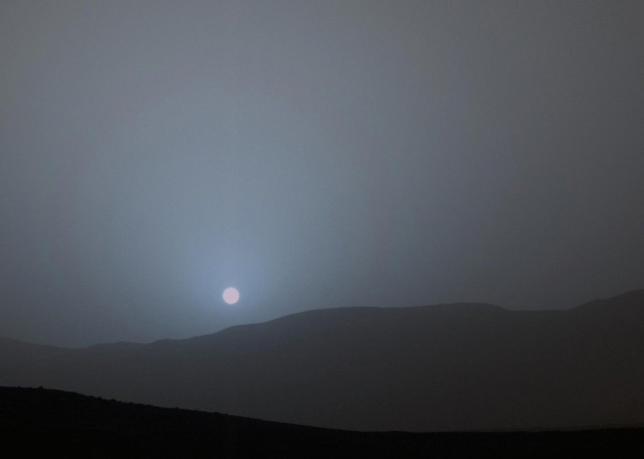 Bluish sunset as seen on Mars.