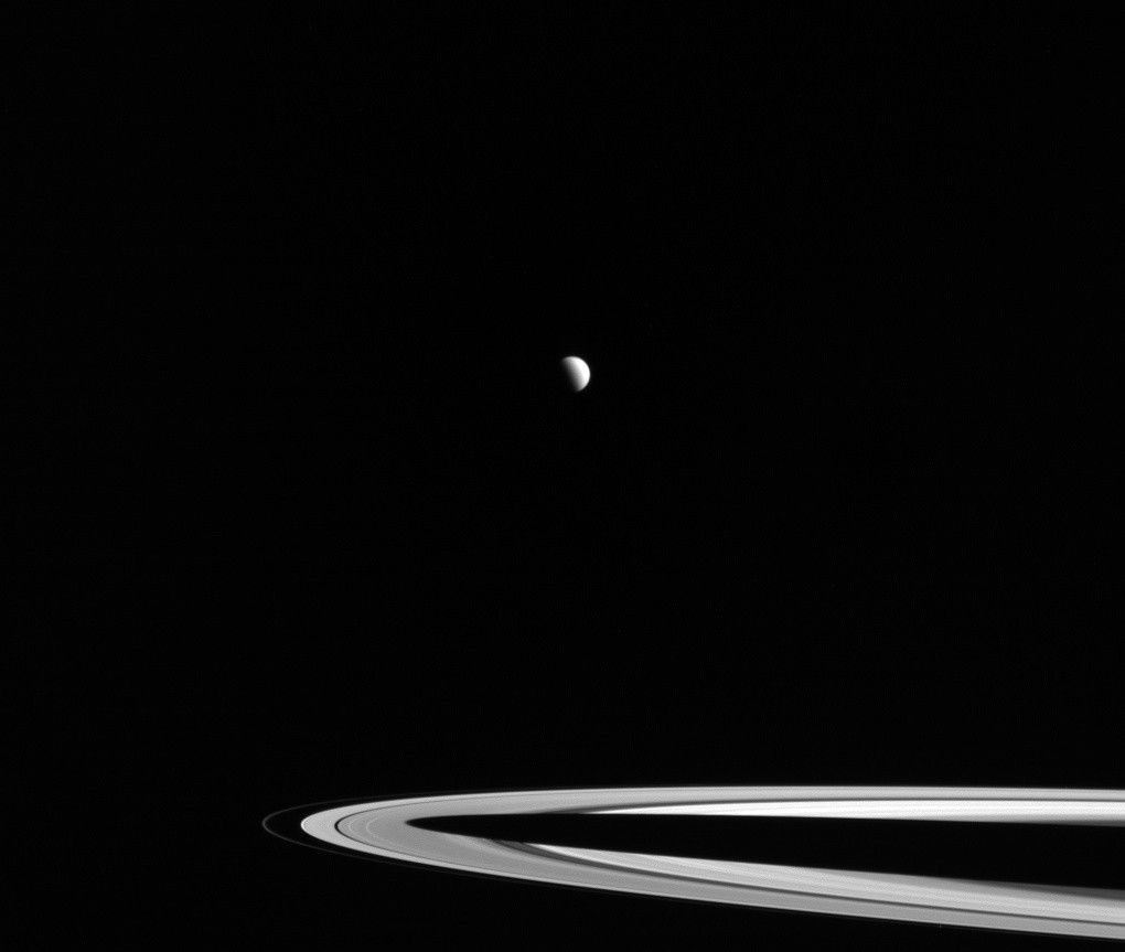 Titan and Saturn's rings