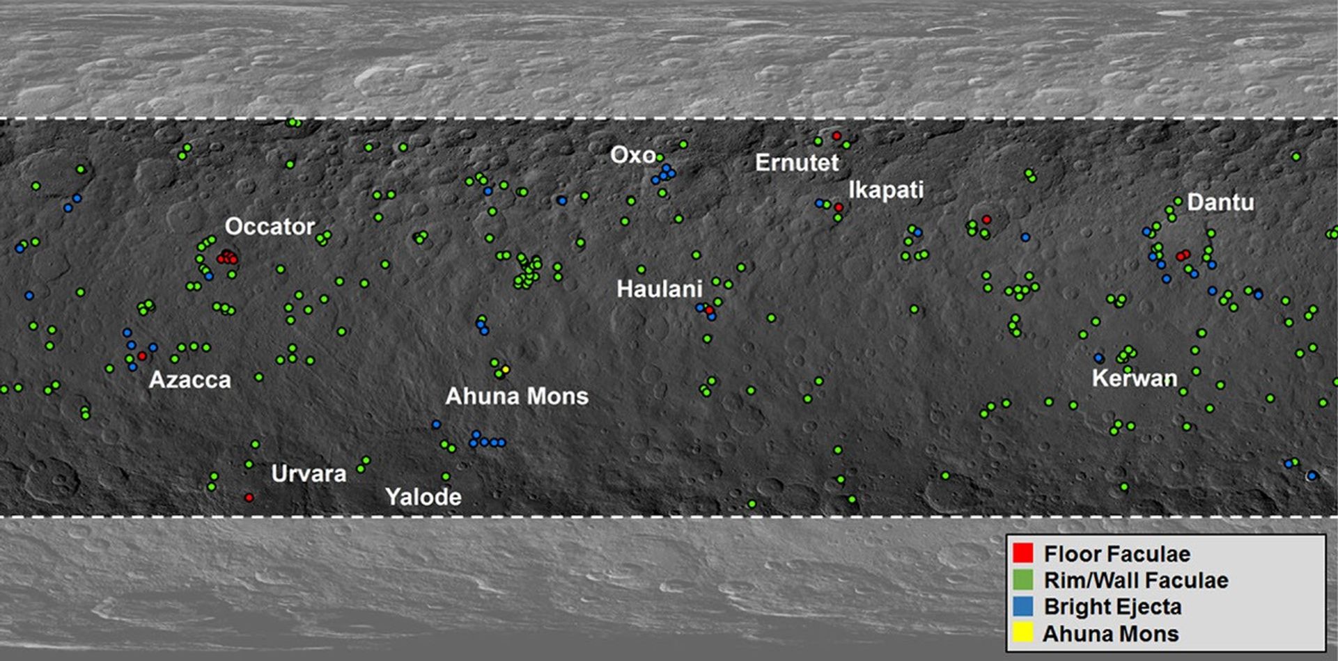 Map of Ceres' Bright Spots