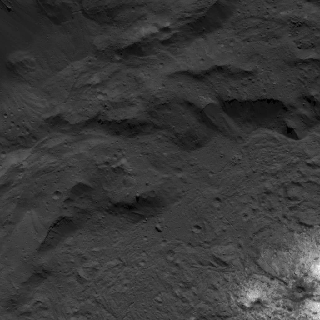 Base of Occator Crater's Eastern Wall Next to the Vinalia Faculae