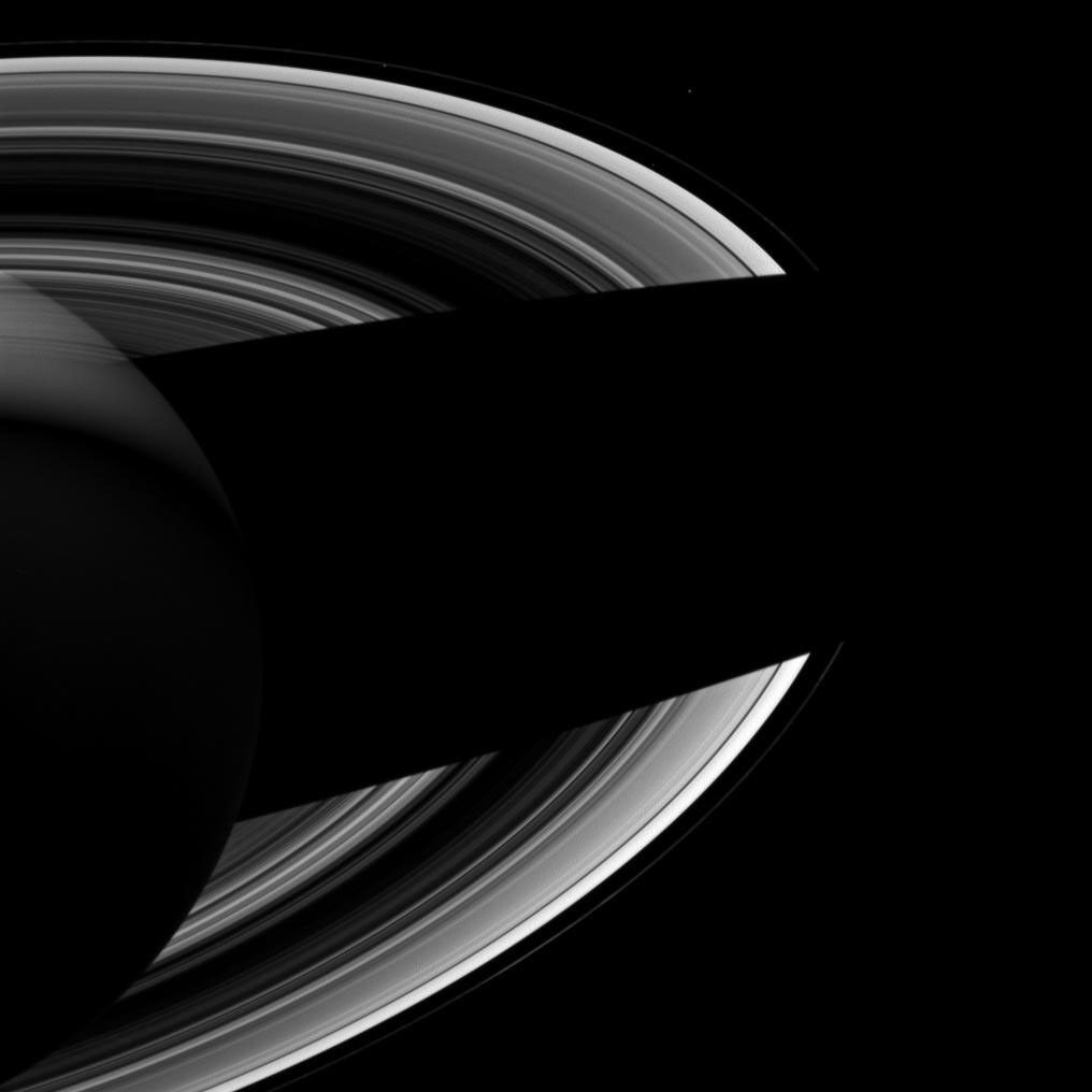 Atlas, Prometheus, and Epimetheus with Saturn and its rings