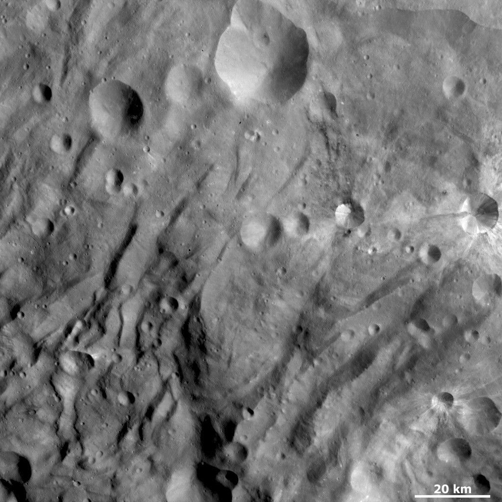 Groovy Terrain at Vesta's South Pole