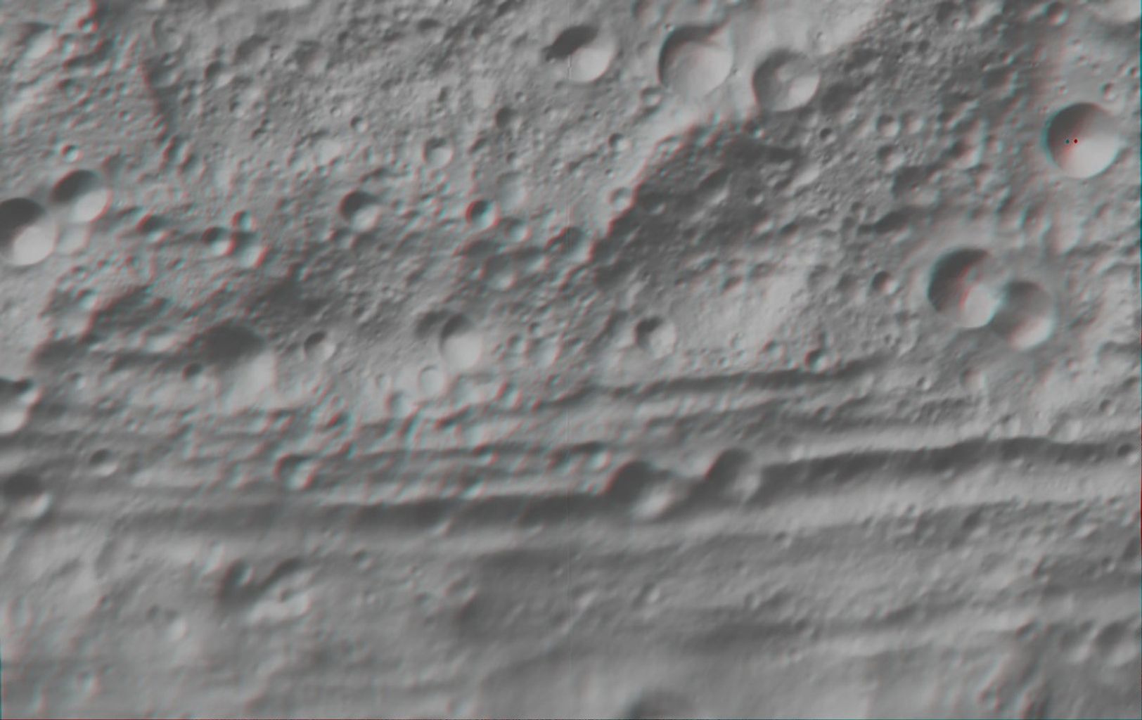 Anaglyph Image of Vesta's Equatorial Region (I)