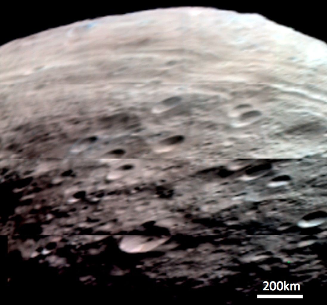 Vesta's Northern and Equatorial Regions in Simulated True Color