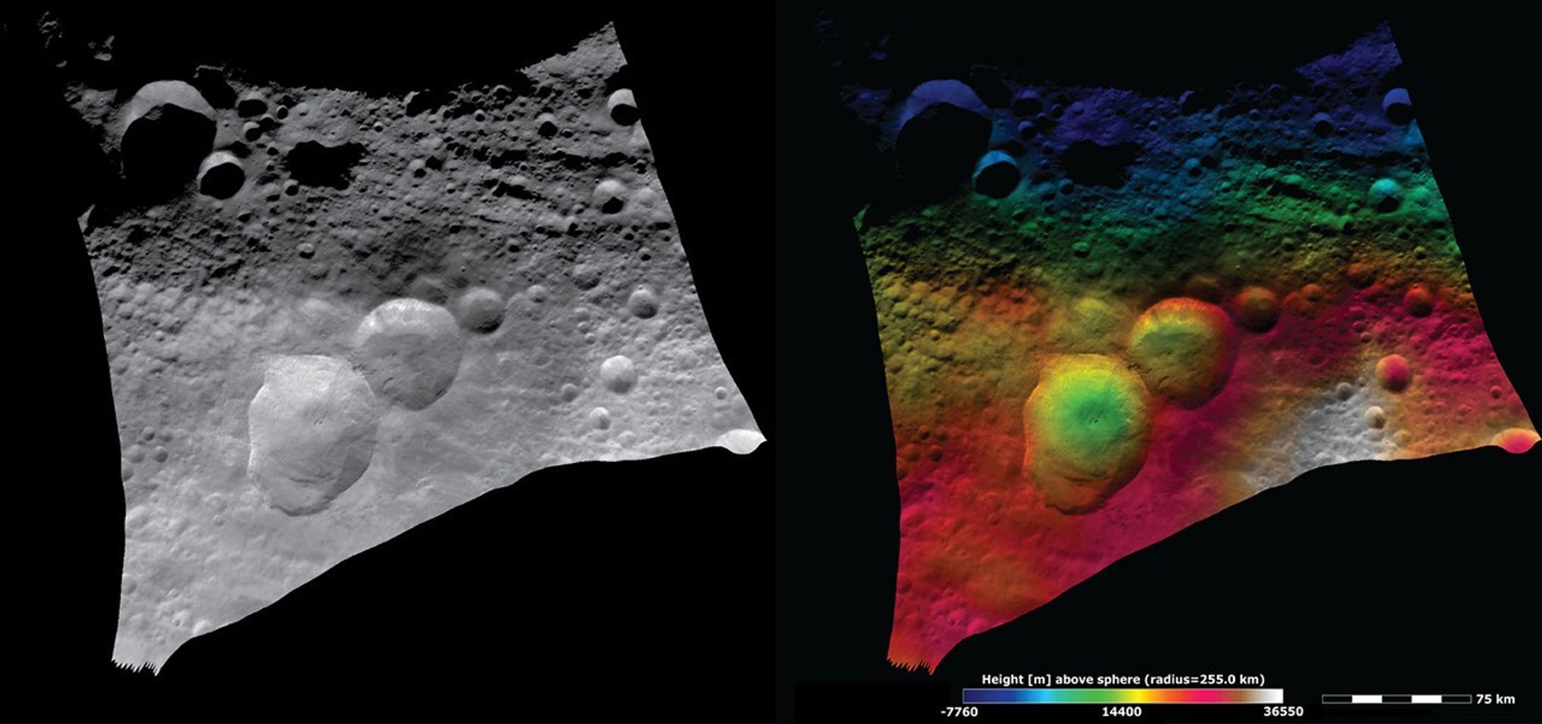 Topography and Albedo Image of Domitia Crater