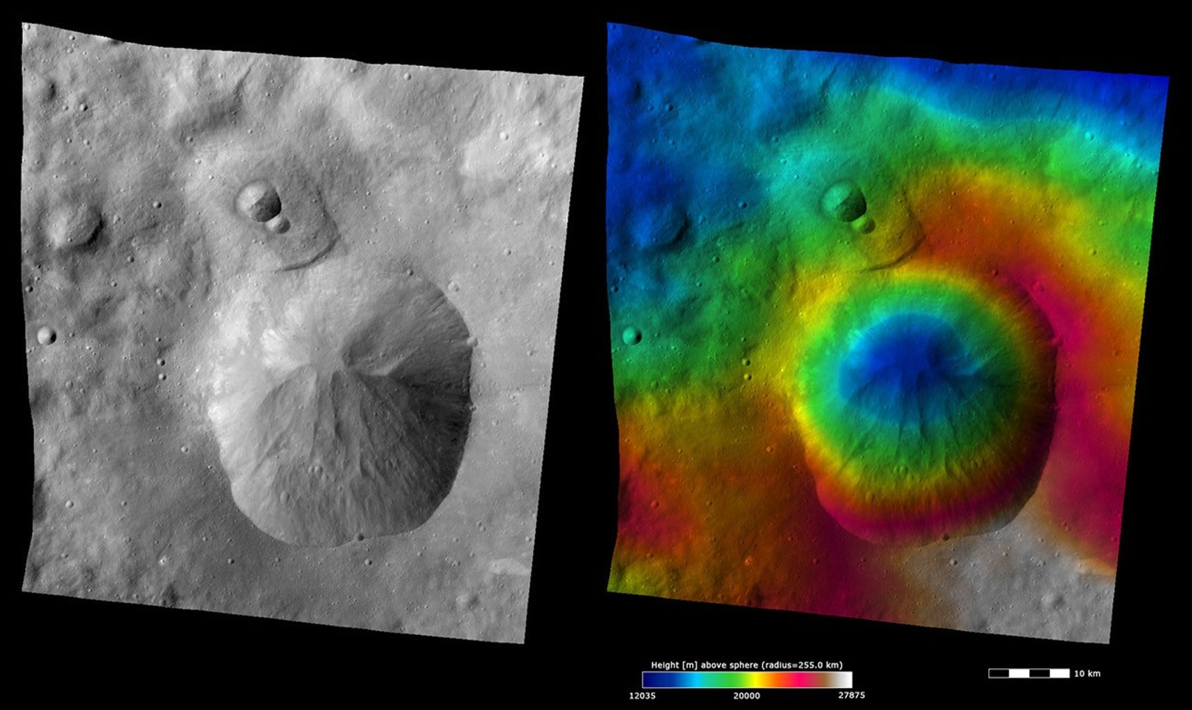Topography and Albedo Image of Oppia Crater