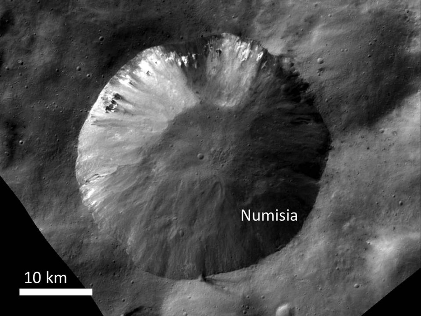 Bright Material at Numisia Crater
