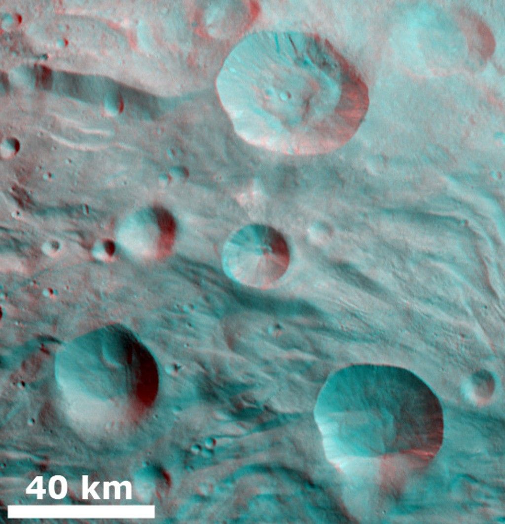 3-D Image of Partially Degraded Craters