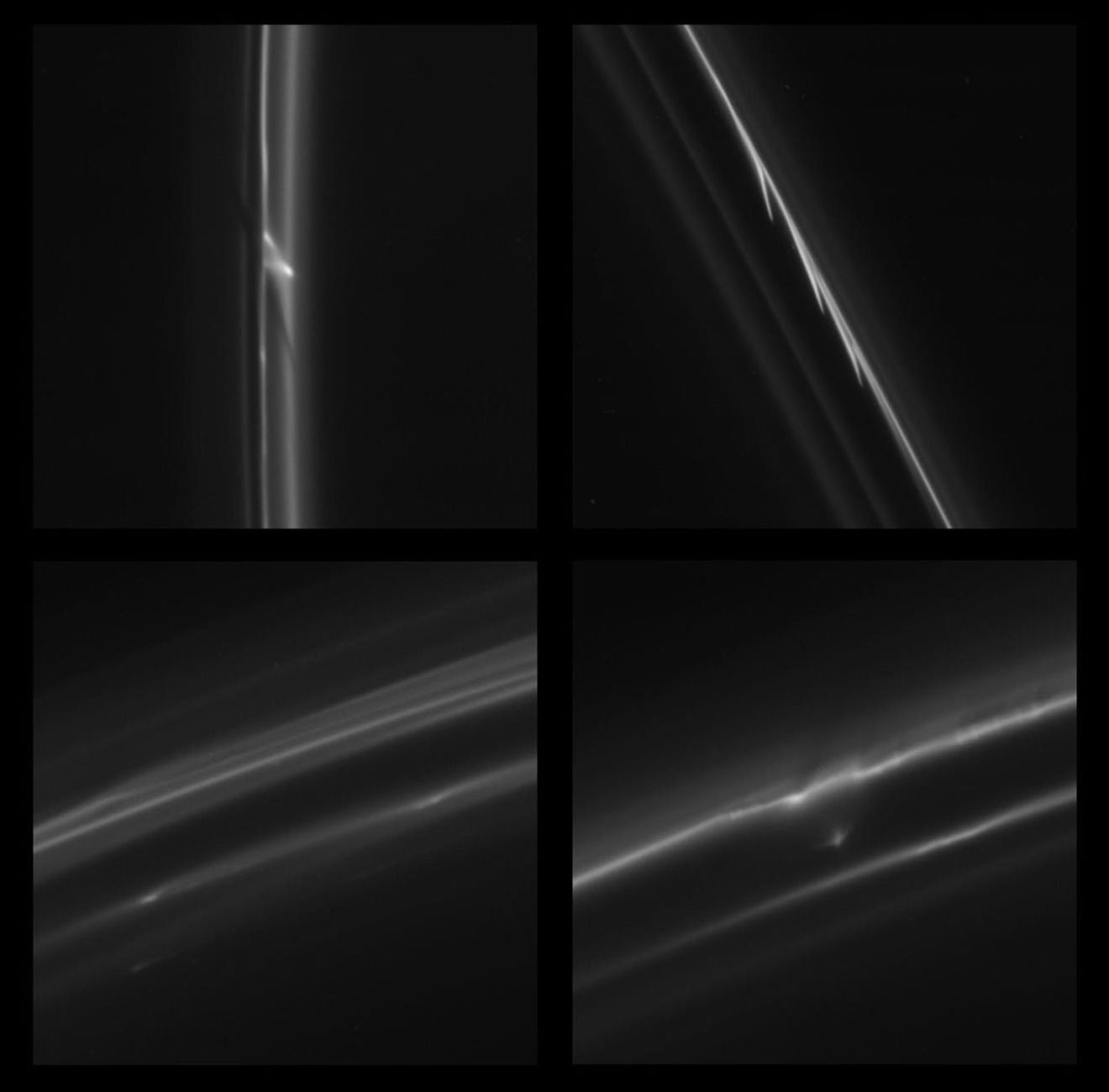 Four Cassini images of Saturn's F ring