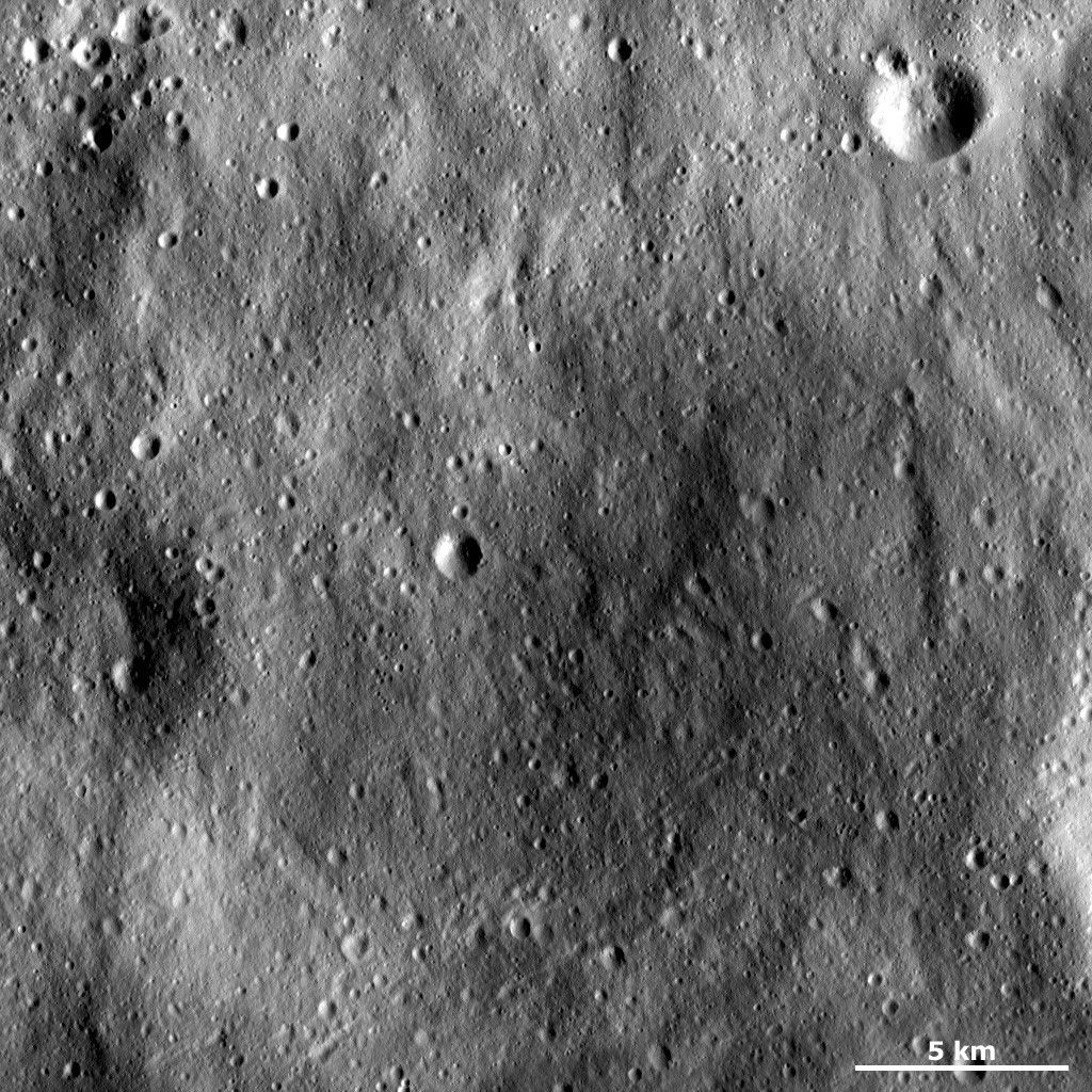 An Old Crater Almost Completely Filled with Regolith