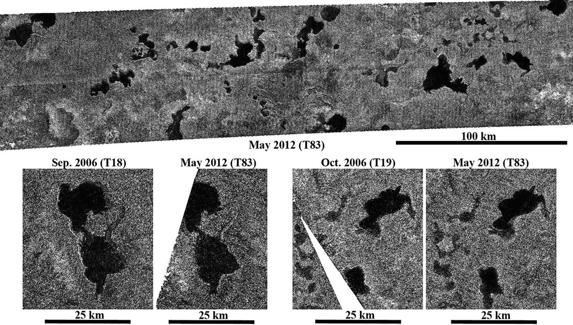 These images obtained by NASA's Cassini spacecraft show Titan's stable northern lake district.