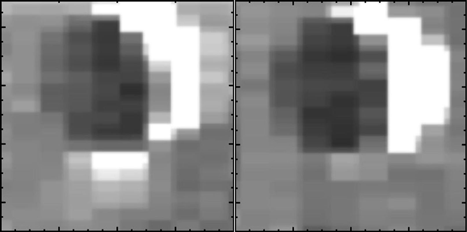 These two images shows the difference in the amount of spray emanating from Saturn's moon Enceladus