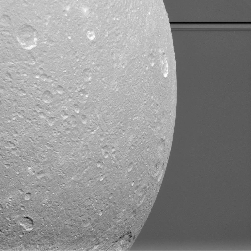 Dione and Saturn's rings