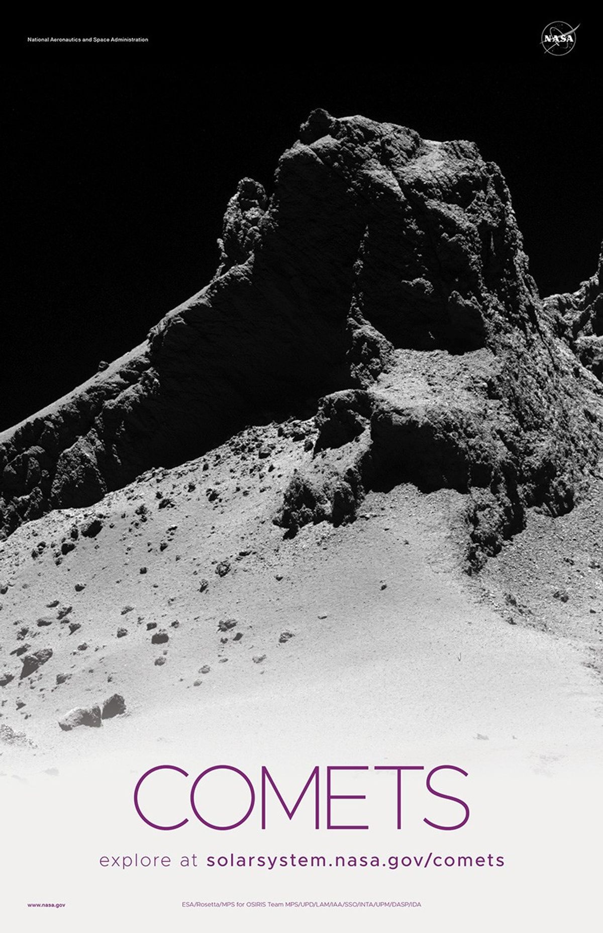 Close up of comet's surface.