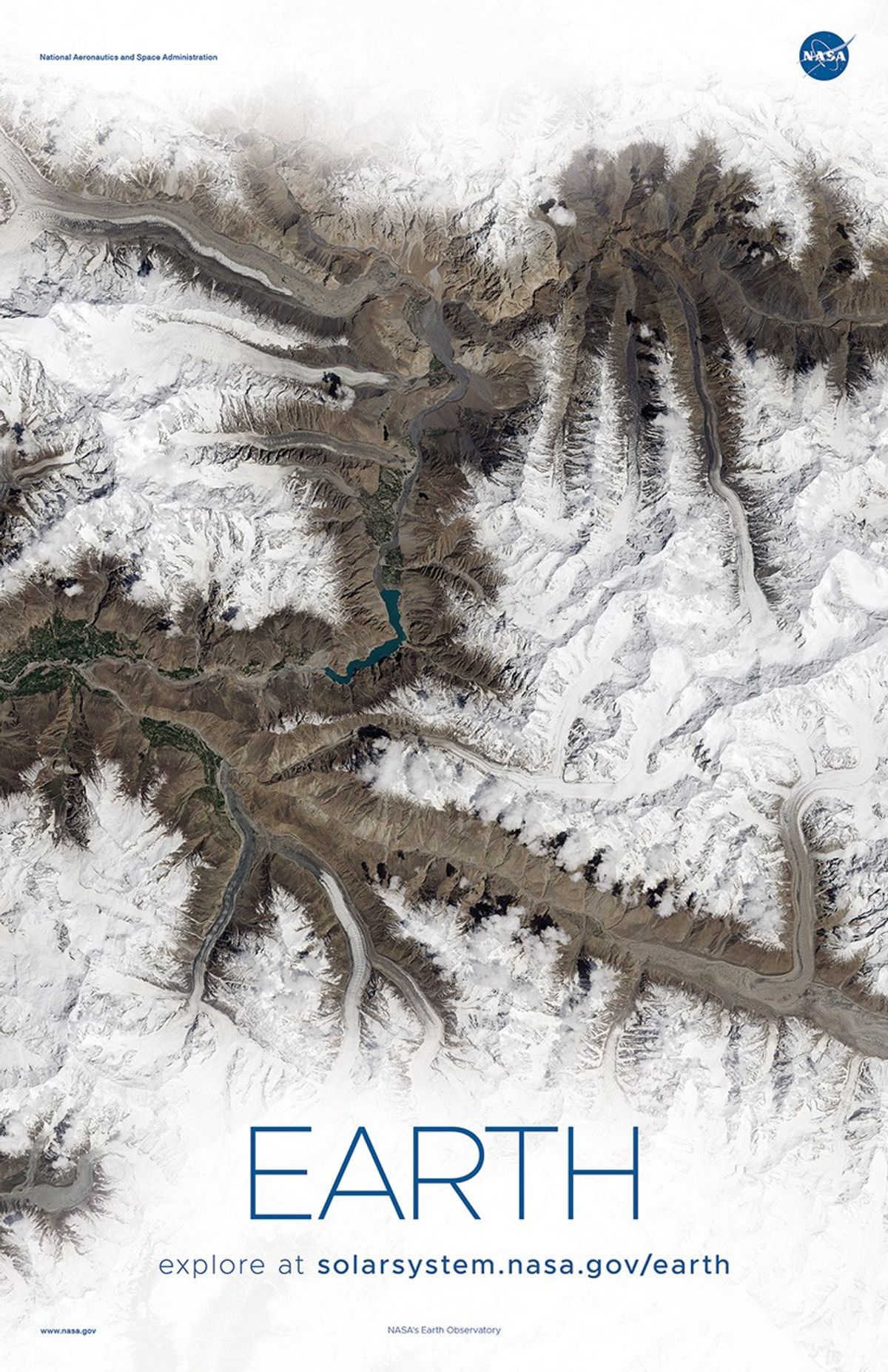 Close up orbital view of ridges on Earth.