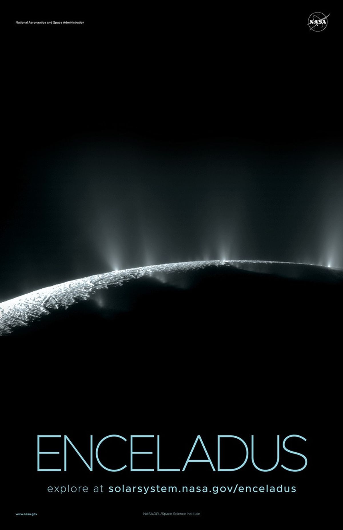 Backlit view of plume erupting from Enceladus.