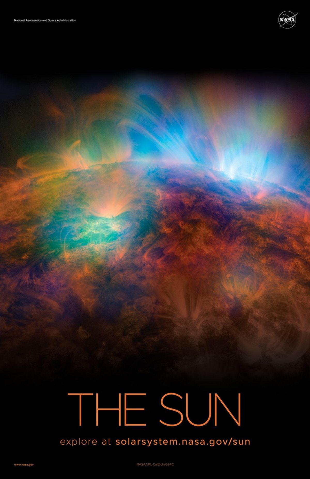Color enhanced view of the atmosphere of the Sun.
