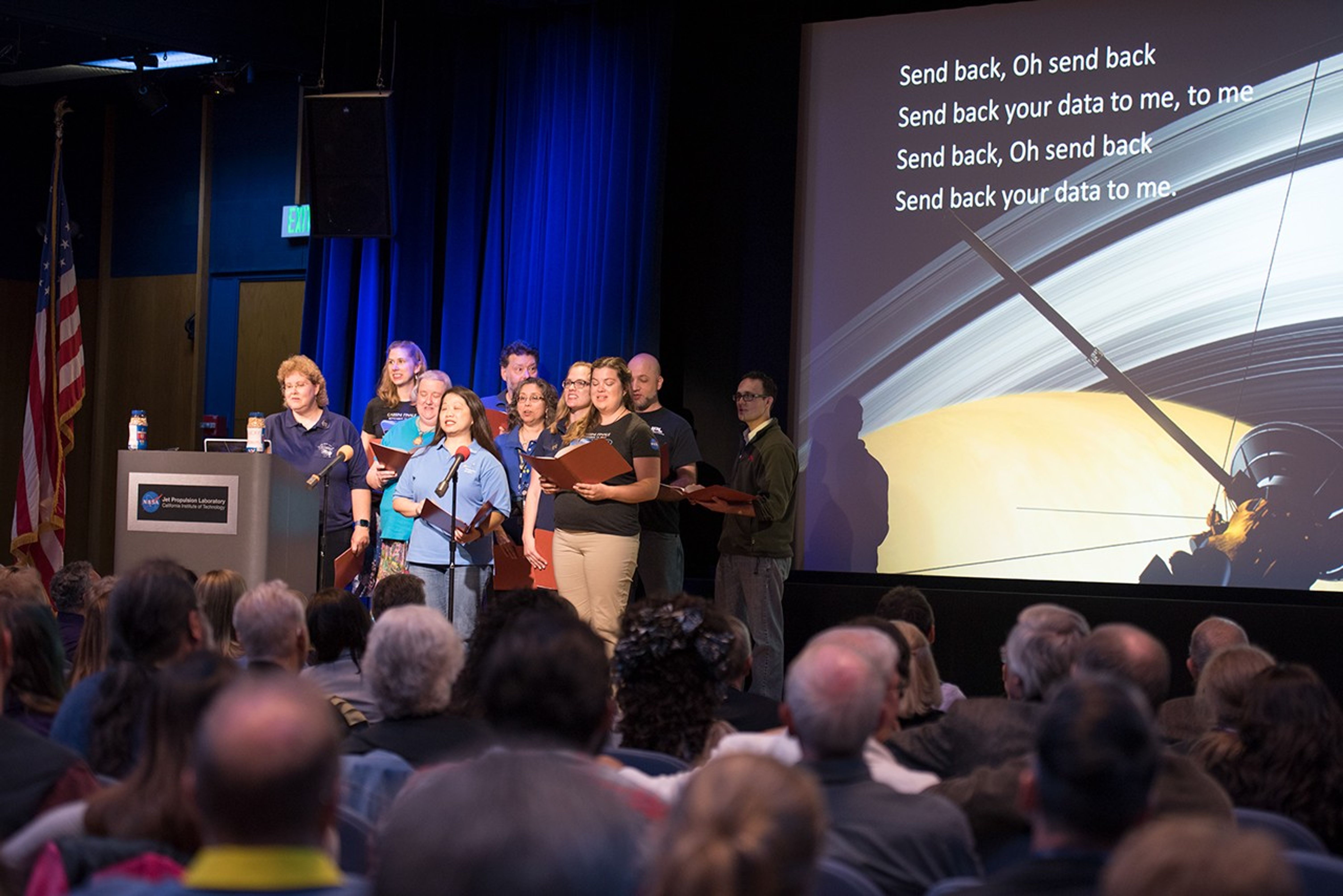 Cassini team members known as the Cassini Virtual Singers performed space-centric parody versions of popular tunes.