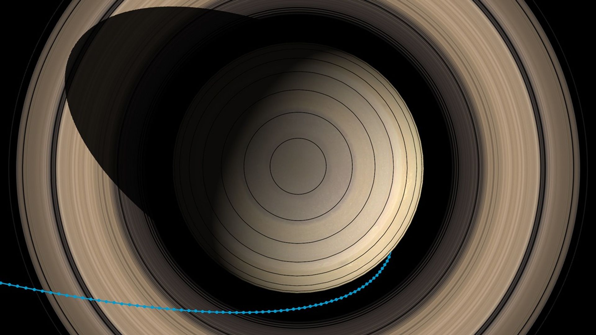 Cassini plunge top view