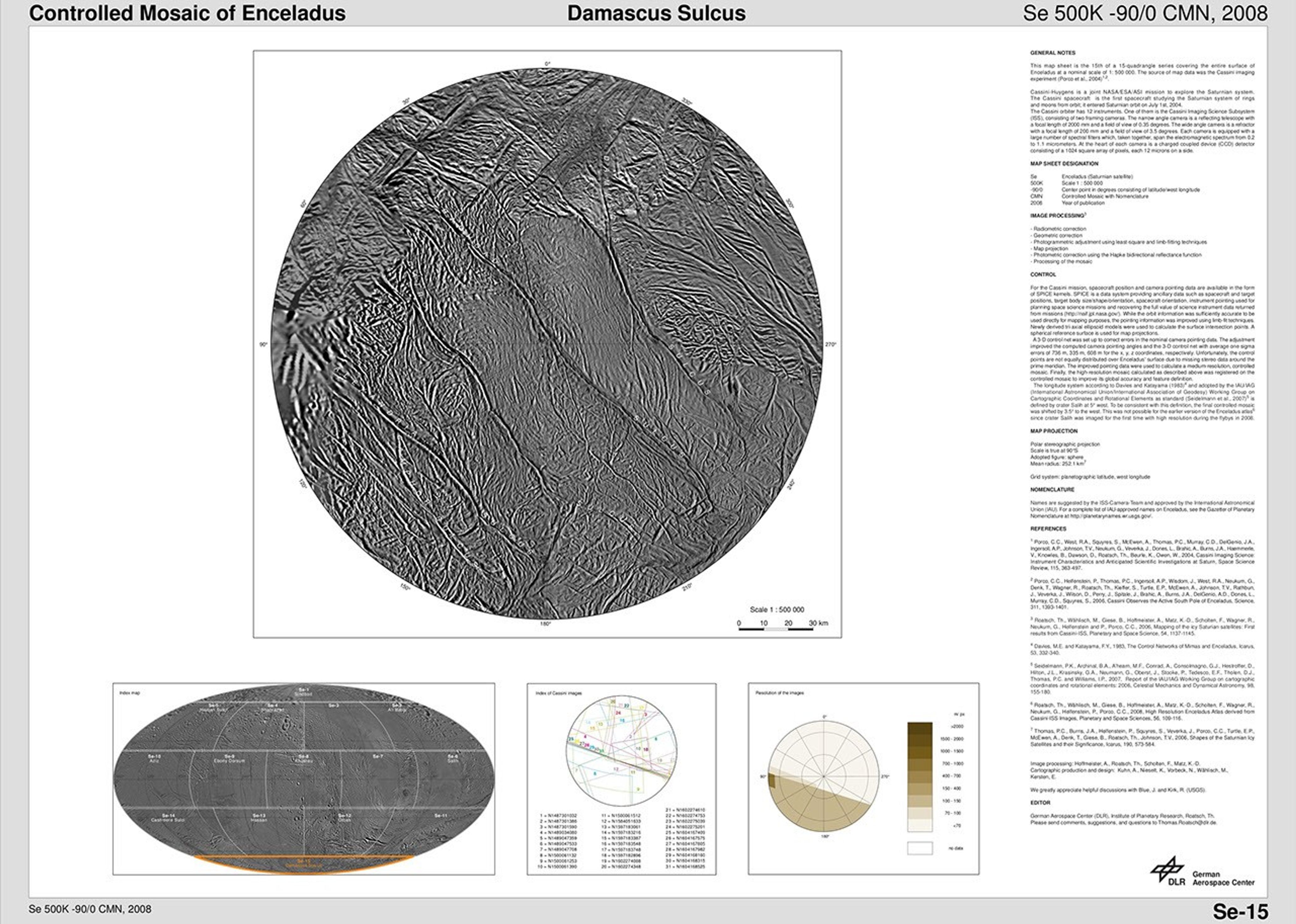 Presented here is a complete set of cartographic map sheets from a high-resolution Enceladus atlas, a project of the Cassini Imaging Team.