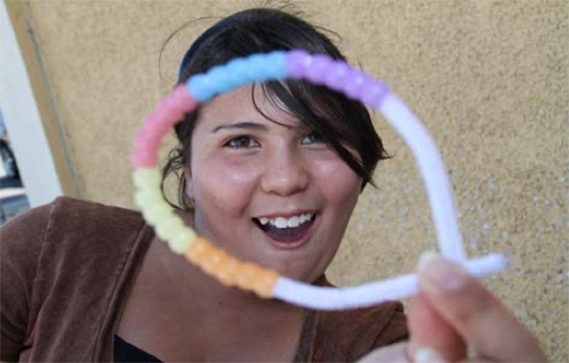 Brightly colored beads.