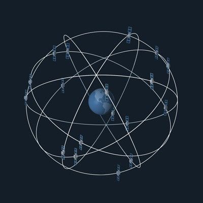 Artist's rendition of satellites supporting the Global Positioning System.