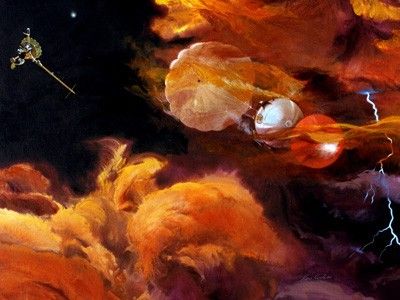 Galileo’s atmospheric probe discovered that Jupiter has thunderstorms many times larger than Earth's.