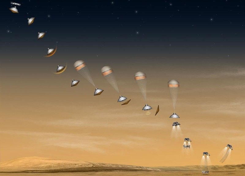 Artist's rendition of Mars Science Laboratory landing.