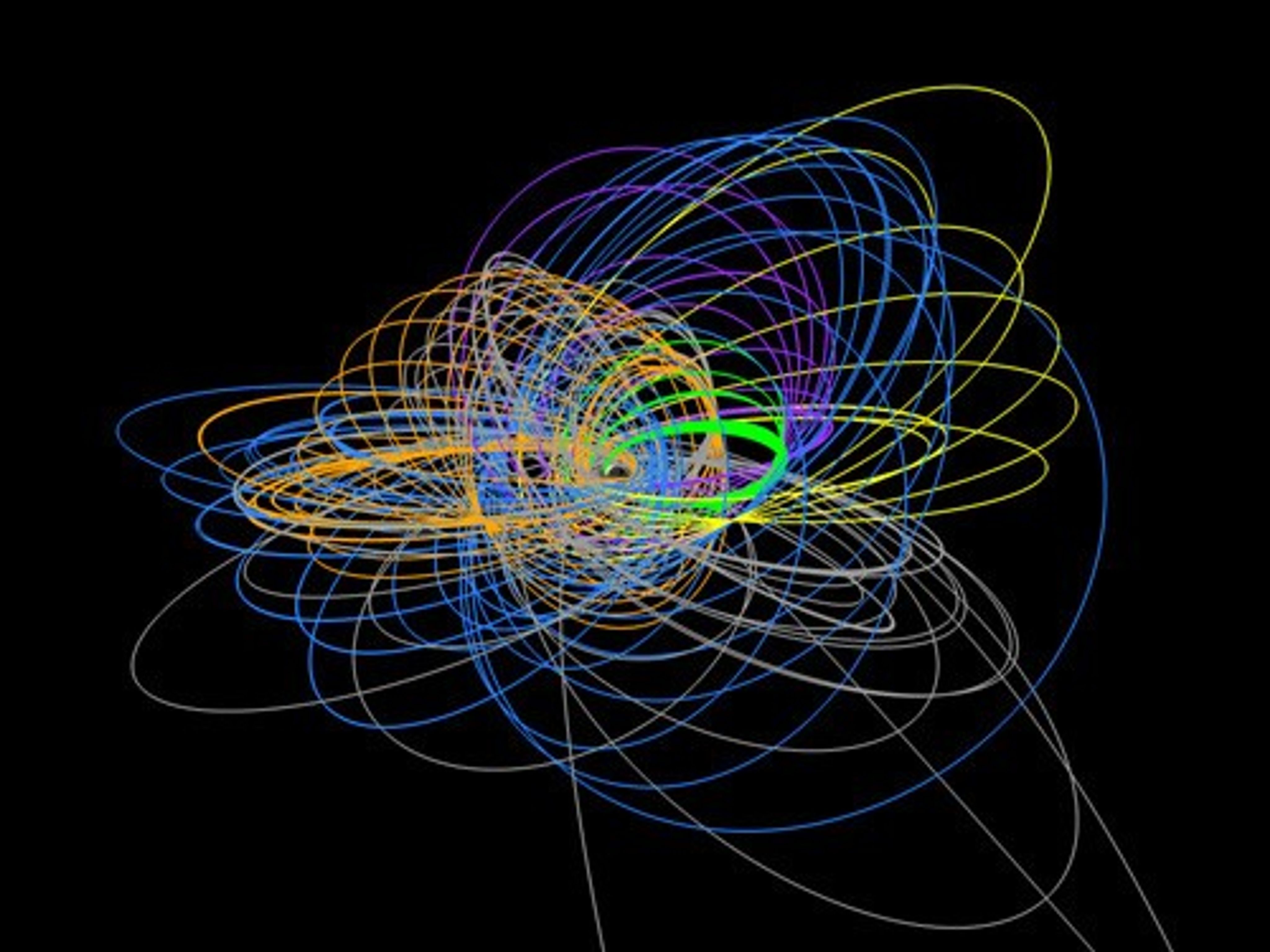 A computer-generated representation of all Cassini's Saturn orbits